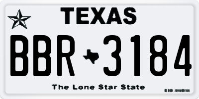 TX license plate BBR3184