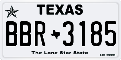 TX license plate BBR3185