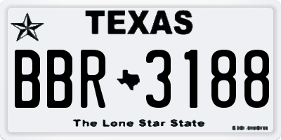 TX license plate BBR3188