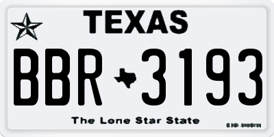 TX license plate BBR3193