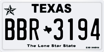 TX license plate BBR3194