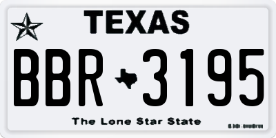 TX license plate BBR3195