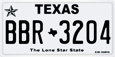 TX license plate BBR3204