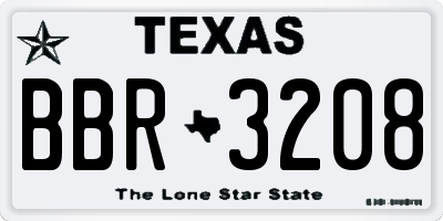 TX license plate BBR3208