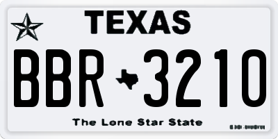 TX license plate BBR3210