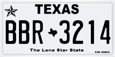 TX license plate BBR3214