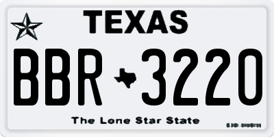 TX license plate BBR3220