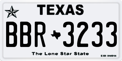 TX license plate BBR3233