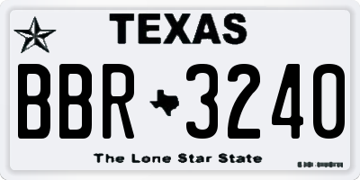 TX license plate BBR3240