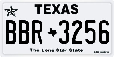 TX license plate BBR3256