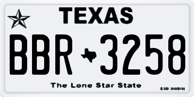TX license plate BBR3258