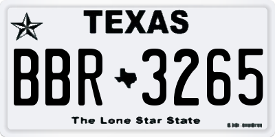 TX license plate BBR3265