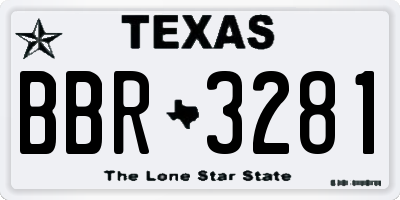 TX license plate BBR3281