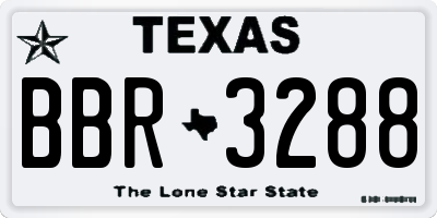 TX license plate BBR3288