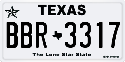 TX license plate BBR3317
