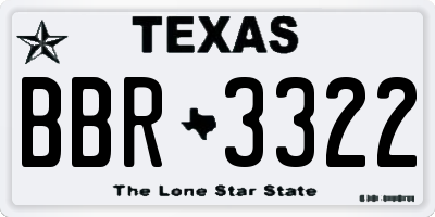 TX license plate BBR3322