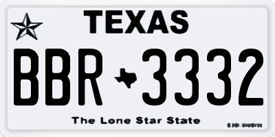TX license plate BBR3332