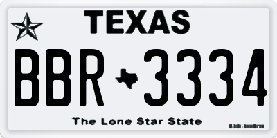 TX license plate BBR3334