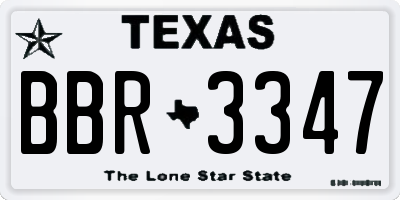 TX license plate BBR3347