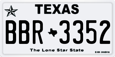 TX license plate BBR3352