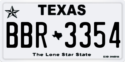 TX license plate BBR3354