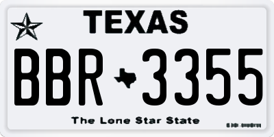 TX license plate BBR3355