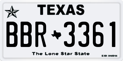 TX license plate BBR3361