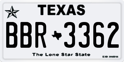 TX license plate BBR3362