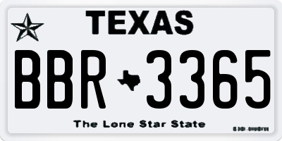 TX license plate BBR3365