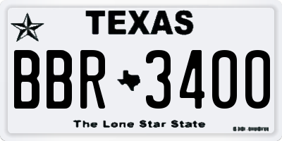 TX license plate BBR3400