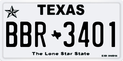 TX license plate BBR3401