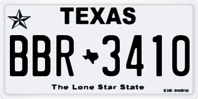 TX license plate BBR3410