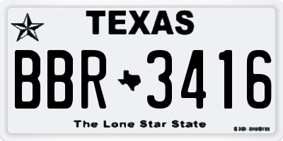 TX license plate BBR3416