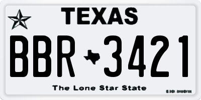 TX license plate BBR3421