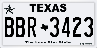 TX license plate BBR3423