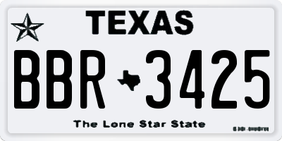 TX license plate BBR3425