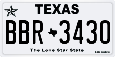 TX license plate BBR3430
