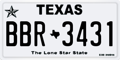 TX license plate BBR3431