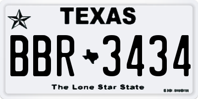 TX license plate BBR3434