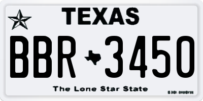 TX license plate BBR3450