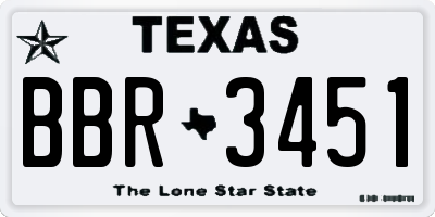 TX license plate BBR3451