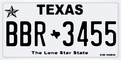 TX license plate BBR3455