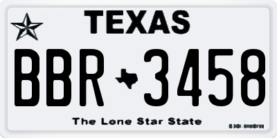 TX license plate BBR3458