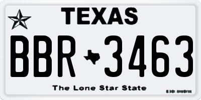 TX license plate BBR3463