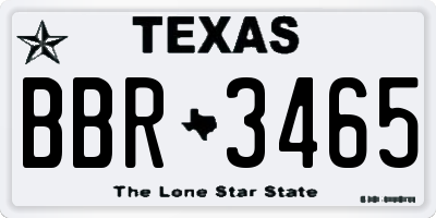 TX license plate BBR3465