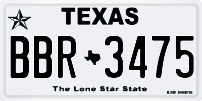 TX license plate BBR3475