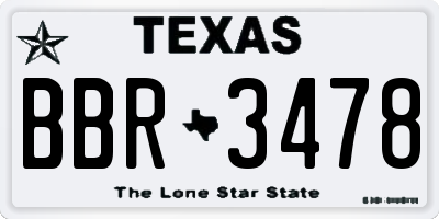 TX license plate BBR3478