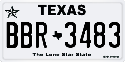 TX license plate BBR3483