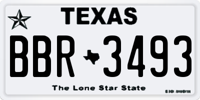 TX license plate BBR3493