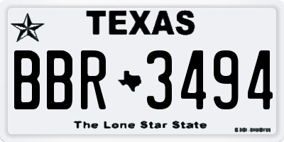 TX license plate BBR3494